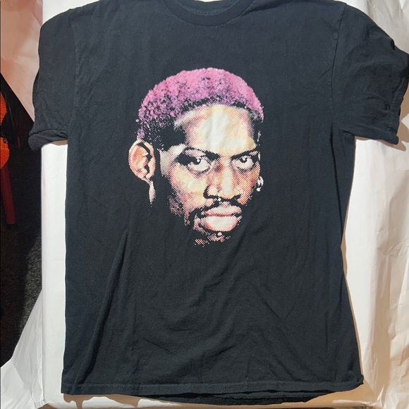 VODEGA Other - Dennis Rodman Face w/ Pink Hair - Black Graphic T-Shirt